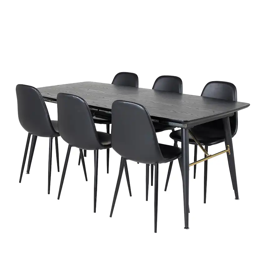 Matgrupp Venture Home Guld med 6 Pobbie Stolar Konstläder