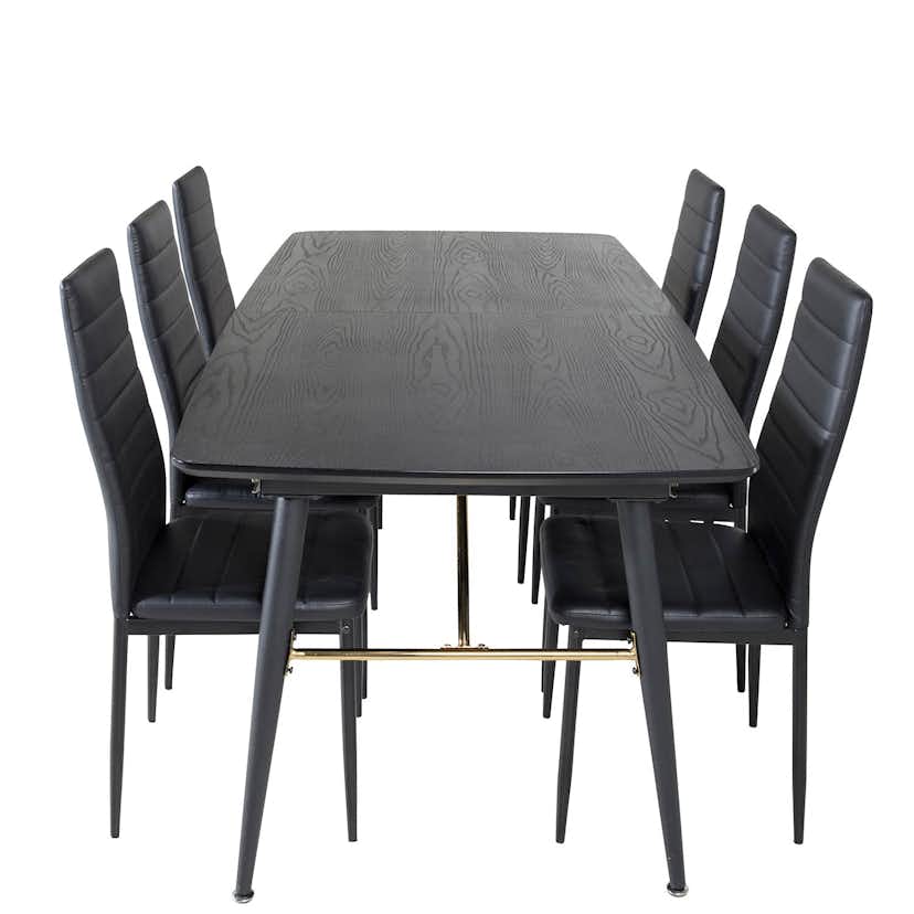 Matgrupp Venture Home Gold med 6 Slim Stolar