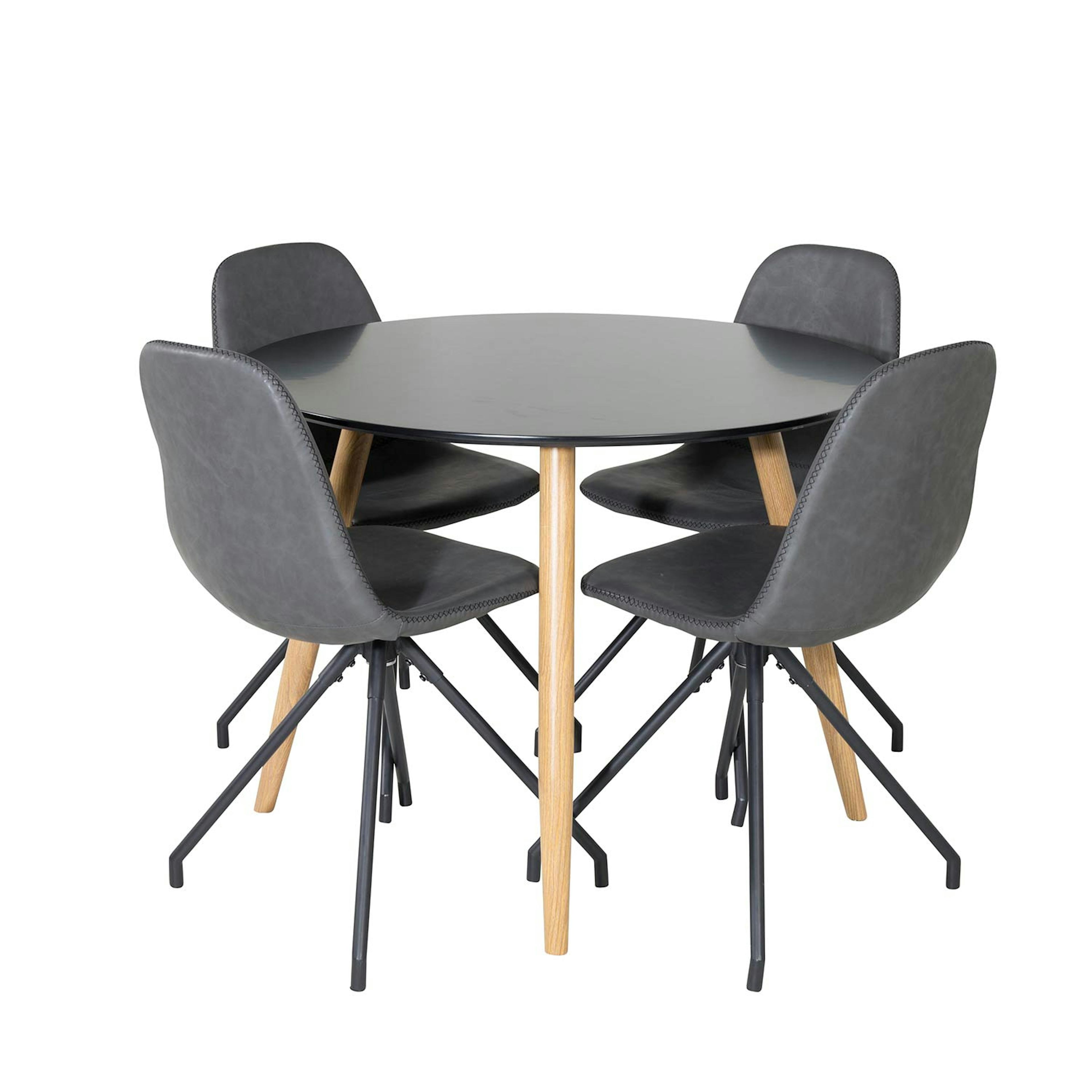 Matgrupp Venture Home Plake med 4 Pobbie Stolar Design med Snurrfunktion Konstläder