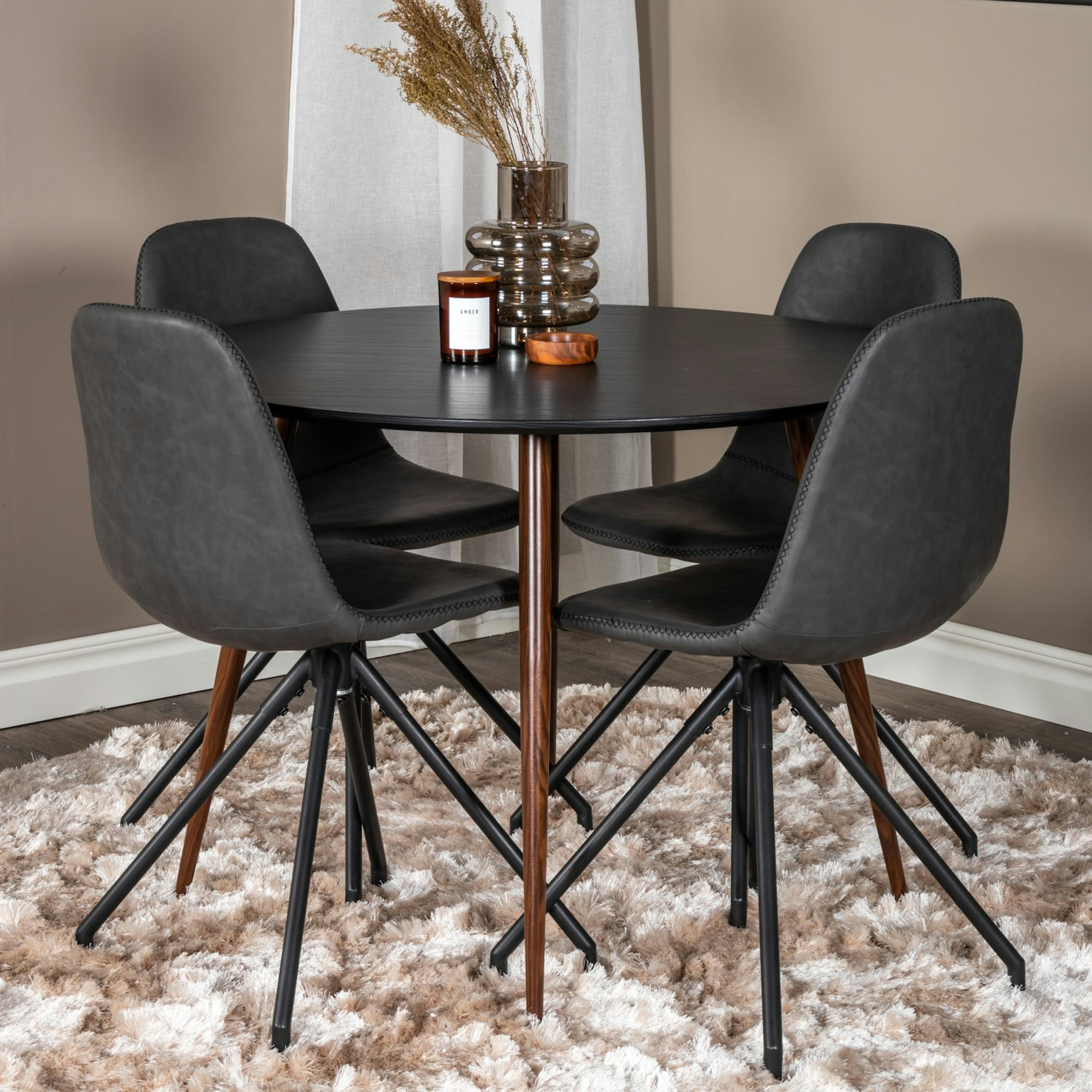 Matgrupp Venture Home Plake med 4 Pobbie Stolar Design med Snurrfunktion Konstläder