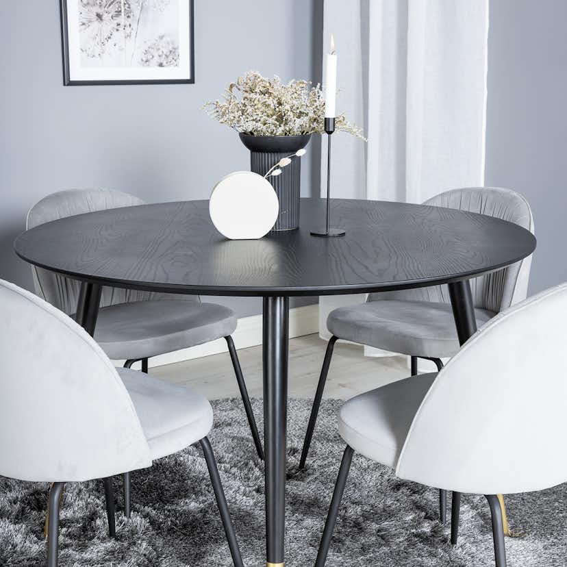 Matgrupp Venture Home Dipp Ø115 cm med 4 Wrinkles Stolar