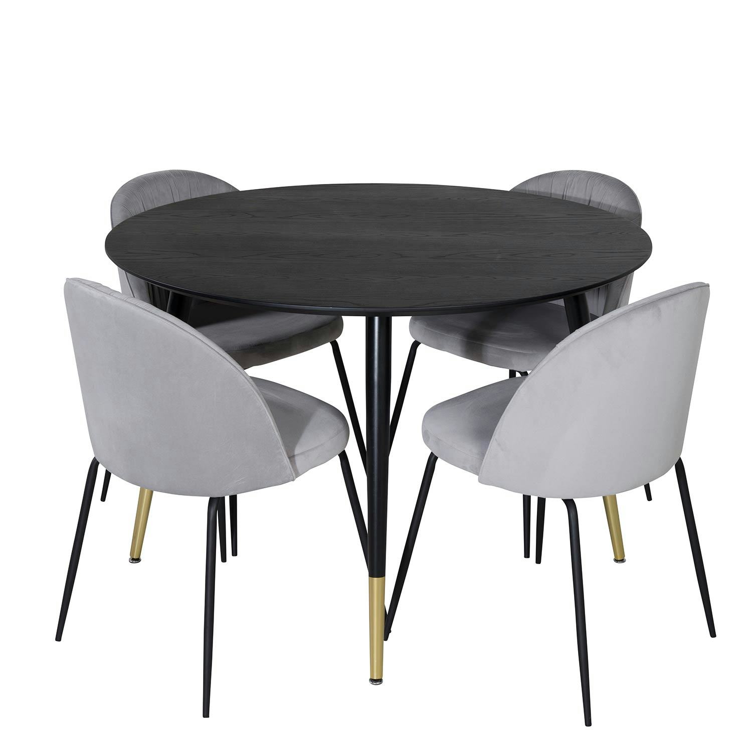 Matgrupp Venture Home Dipp Ø115 cm med 4 Wrinkles Stolar