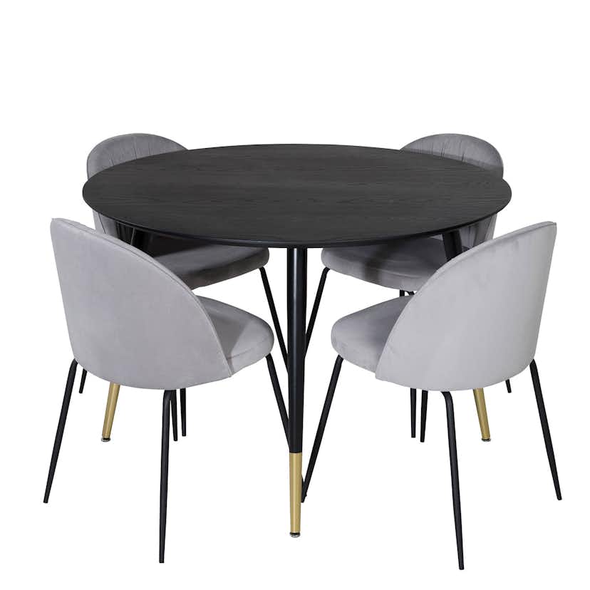 Matgrupp Venture Home Dipp Ø115 cm med 4 Wrinkles Stolar