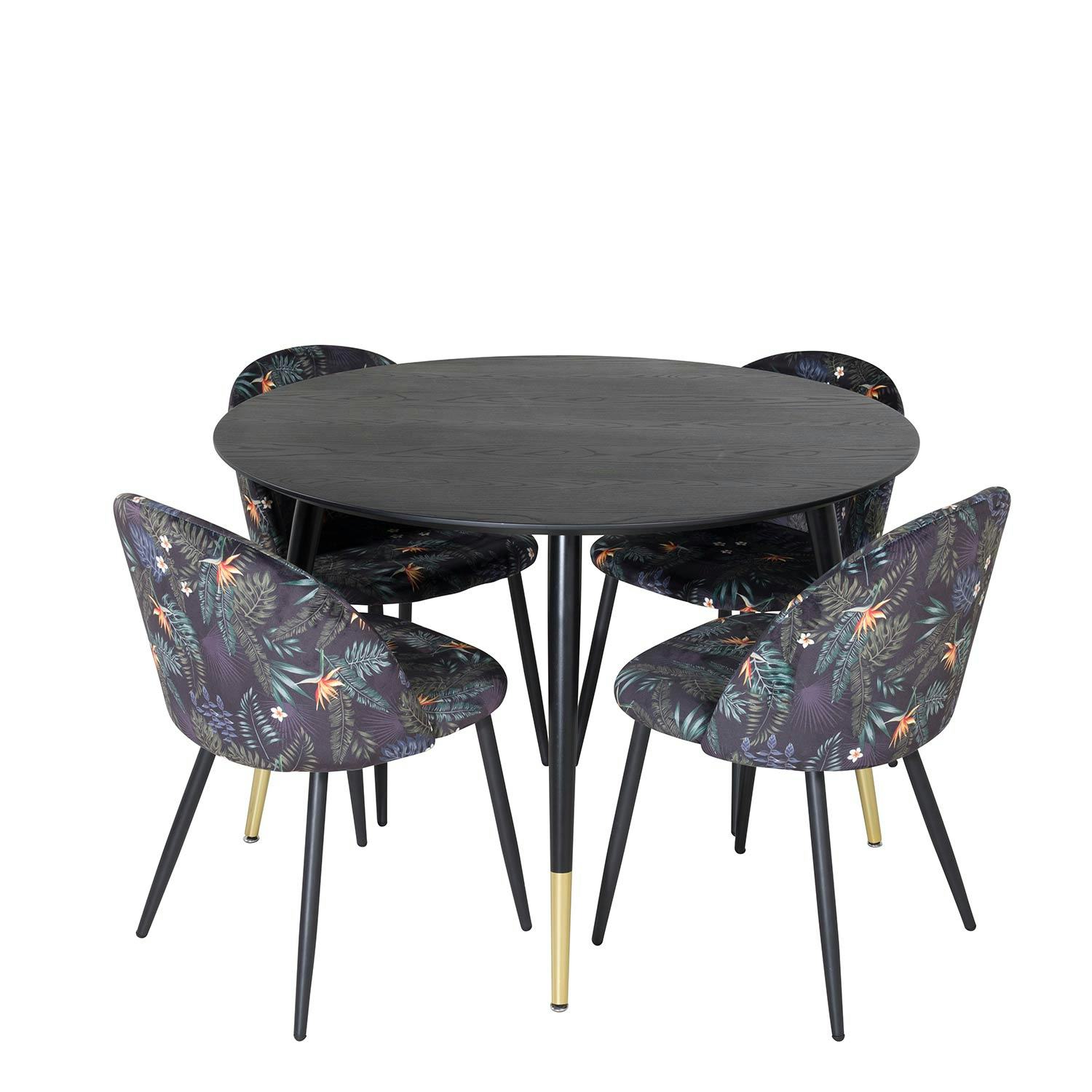 Svart/Mässing/Blommönstrad