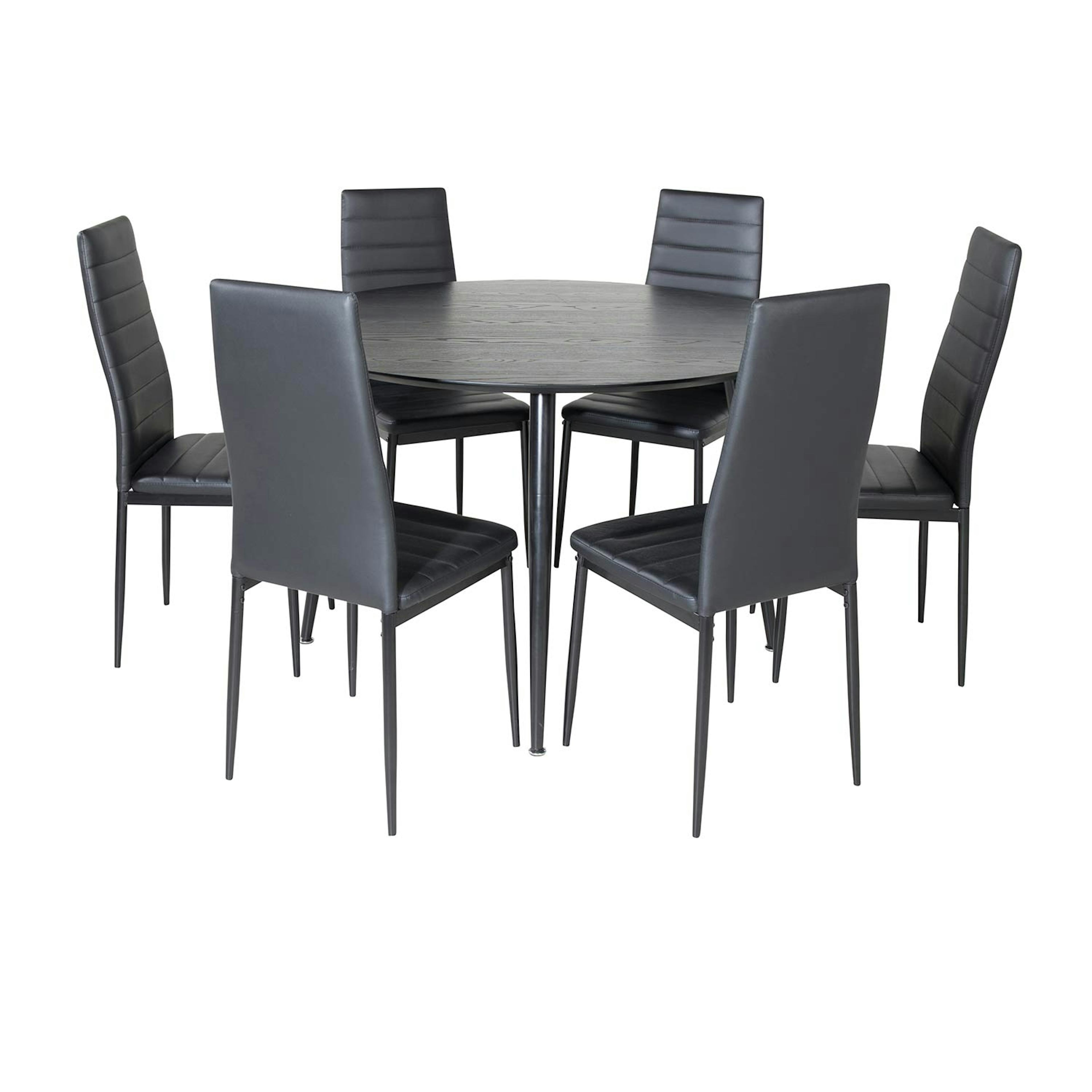 Matgrupp Venture Home Dipp Ø115 cm med 6 Slim Stolar