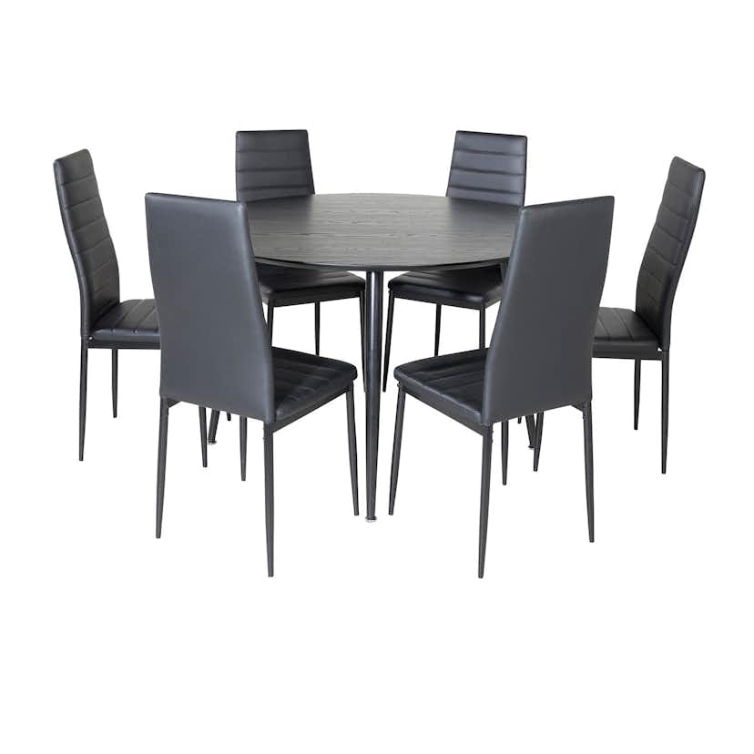 Matgrupp Venture Home Dipp Ø115 cm med 6 Slim Stolar