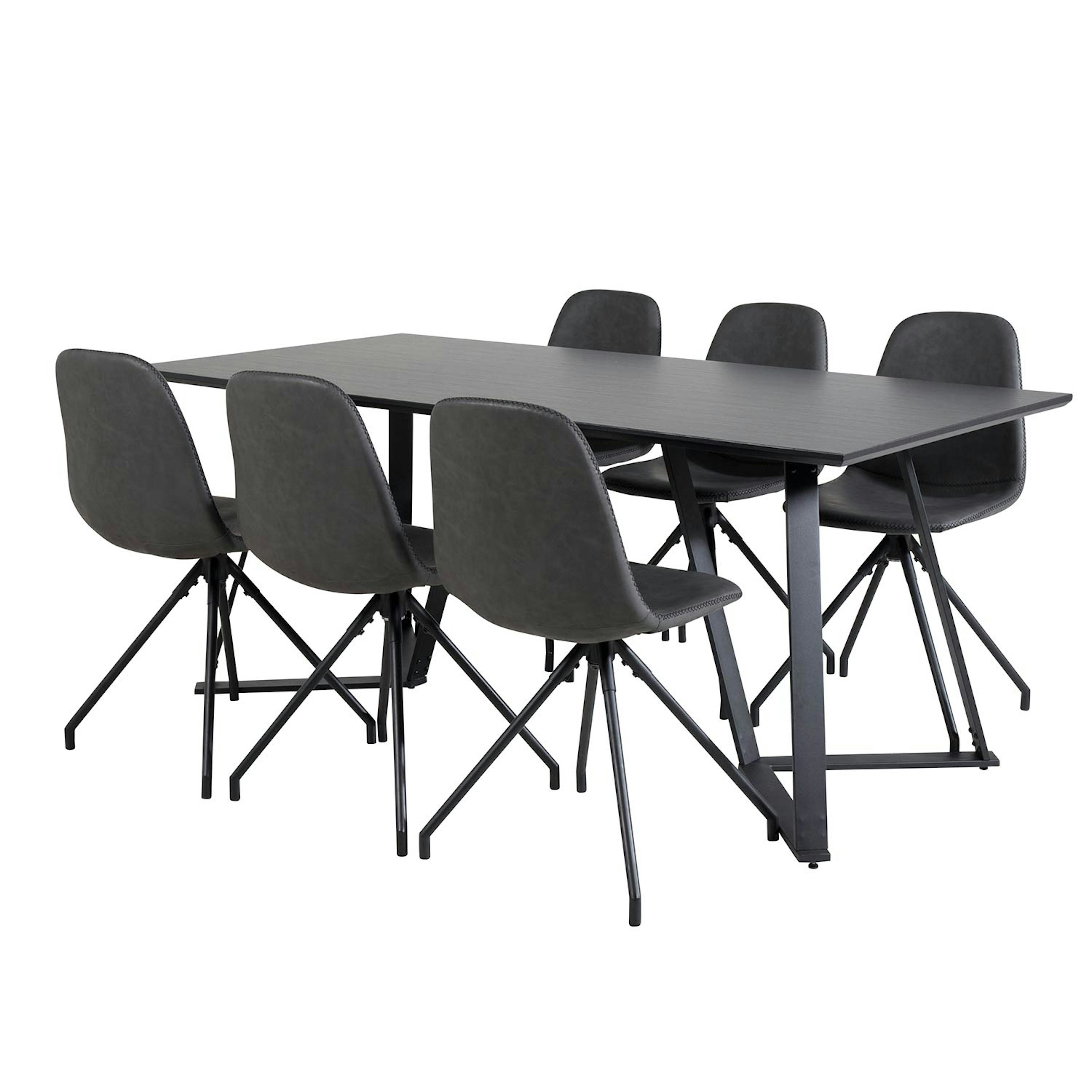 Matgrupp Venture Home Madde med 6 Pobbie Stolar Konstläder