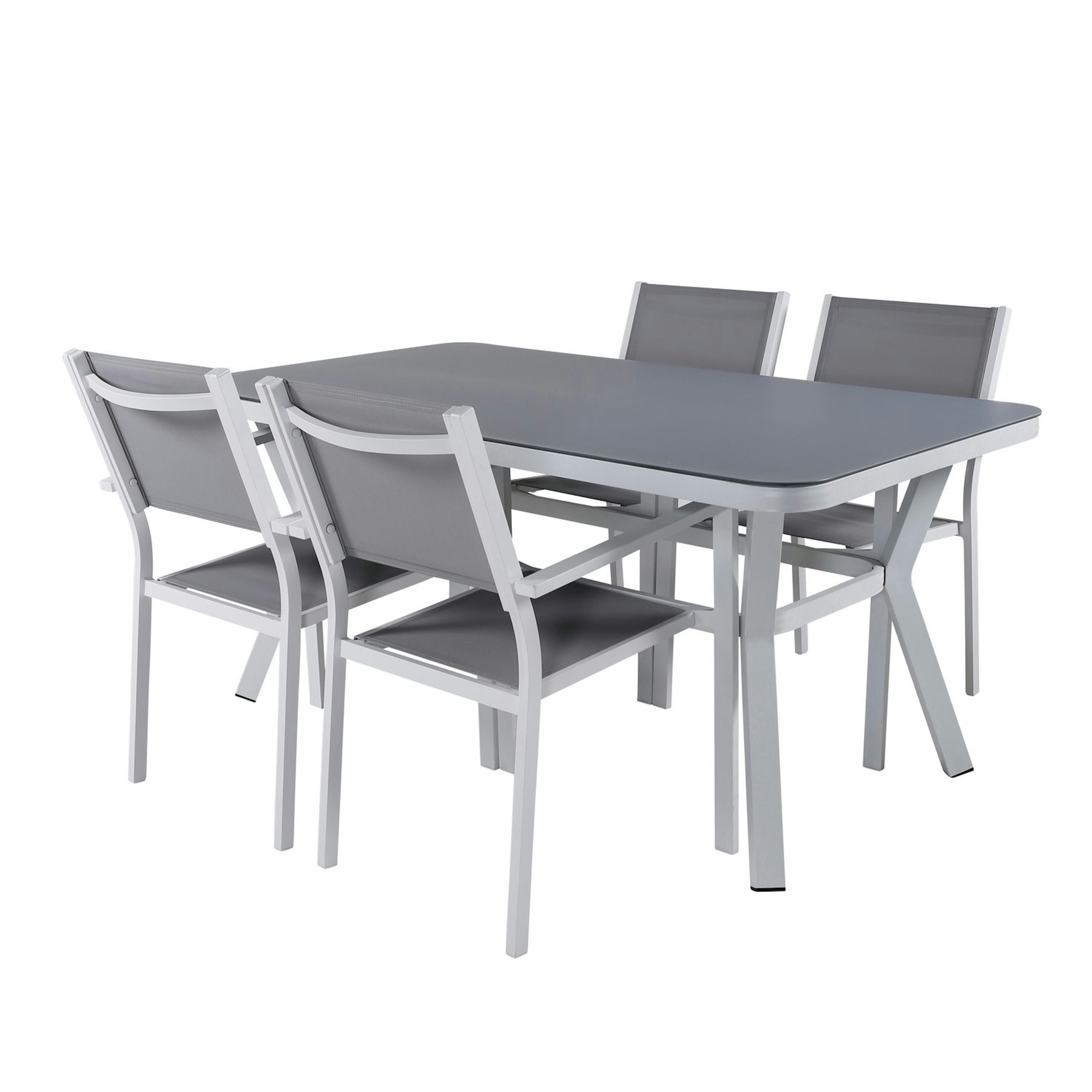 Matgrupp Venture Home Vyn Vit med 4 Curz Stapelbara Matstolar