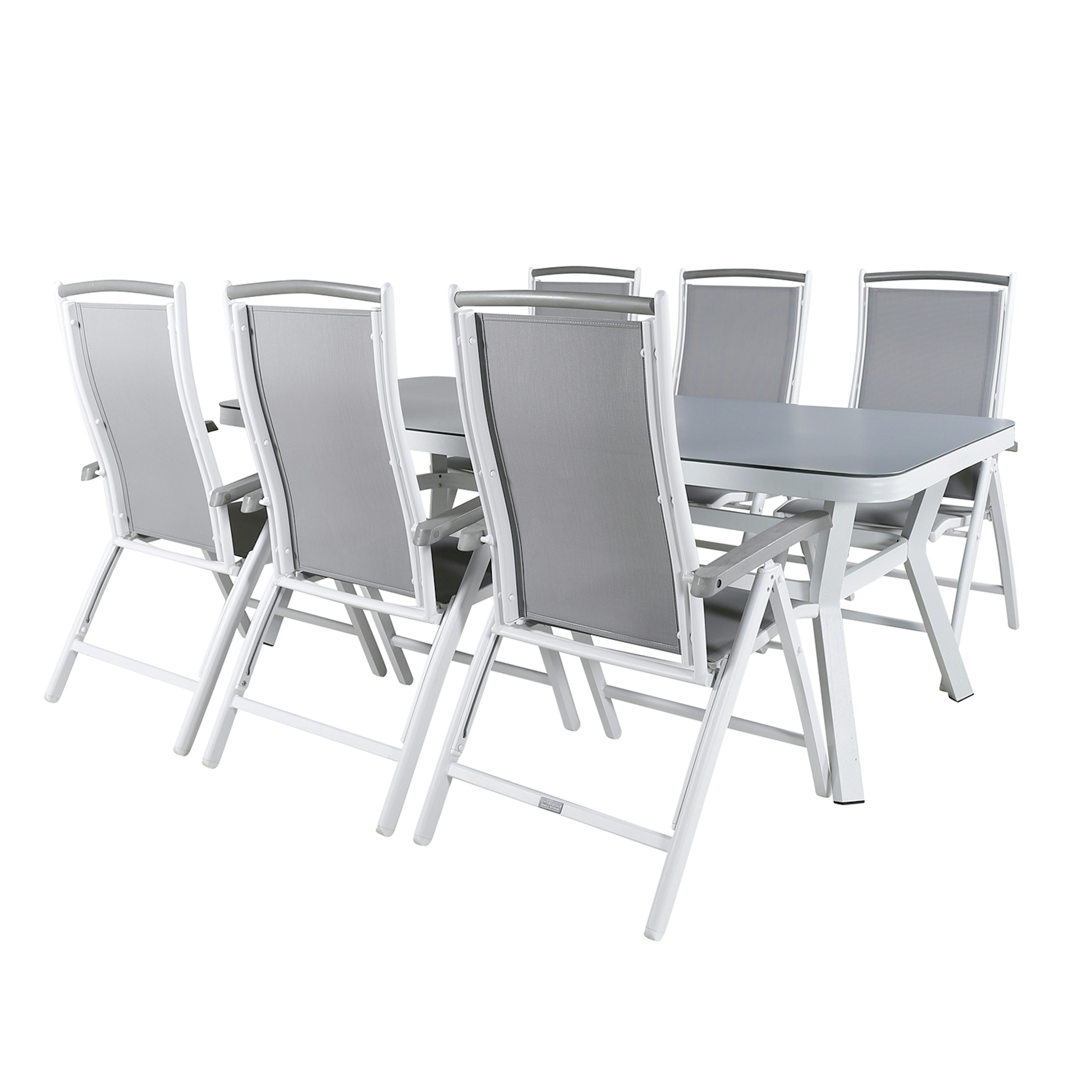 Matgrupp Utomhus Venture Home Virya 160x90 cm med 6 Albany Trädgårdsstolar