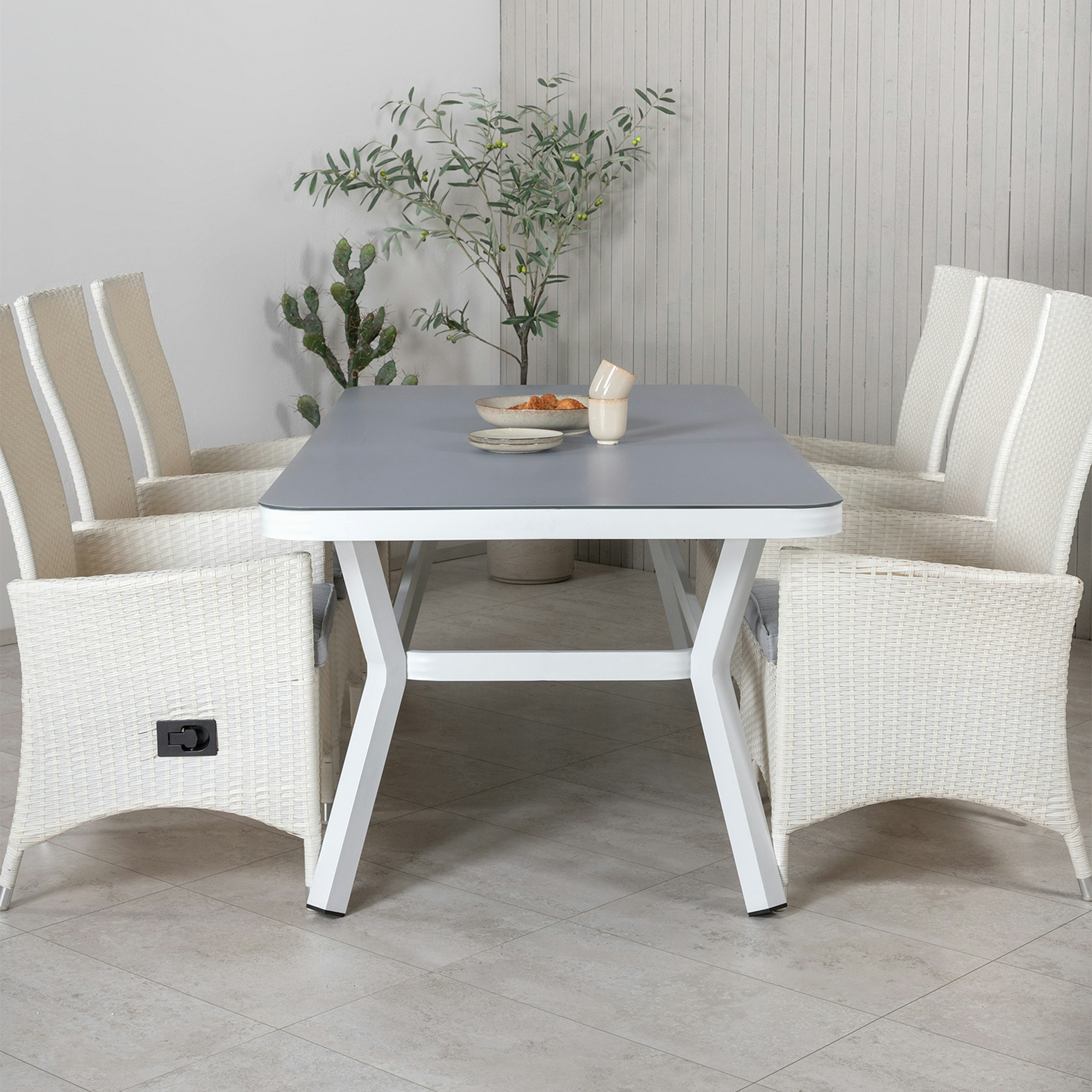 Matgrupp Utomhus Venture Home Virya 160x90 cm med 6 Padova ReclinerUtefåtöljer