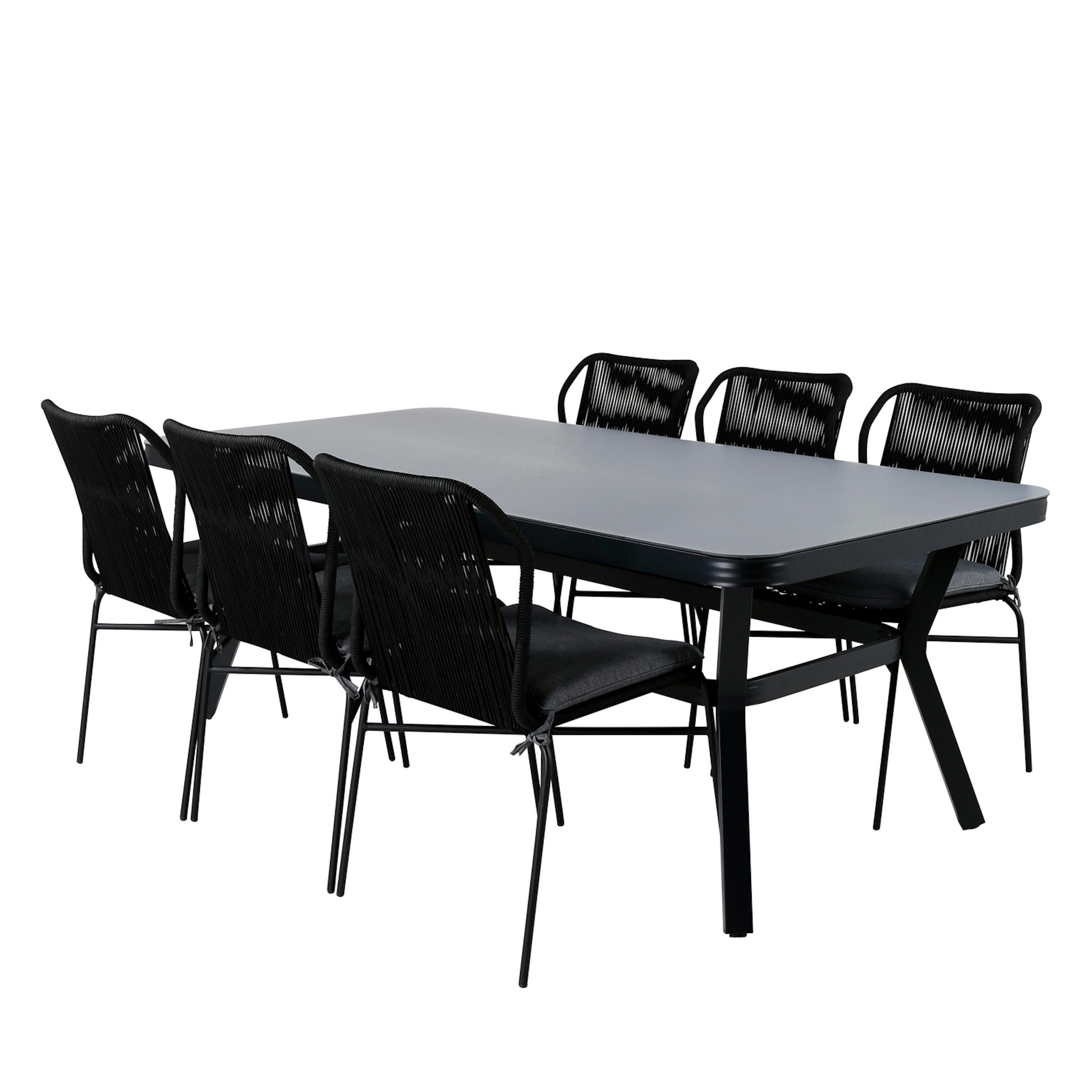 Matgrupp Utomhus Venture Home Vyn med 6 Julle Stapelbara Trädgårdsstolar