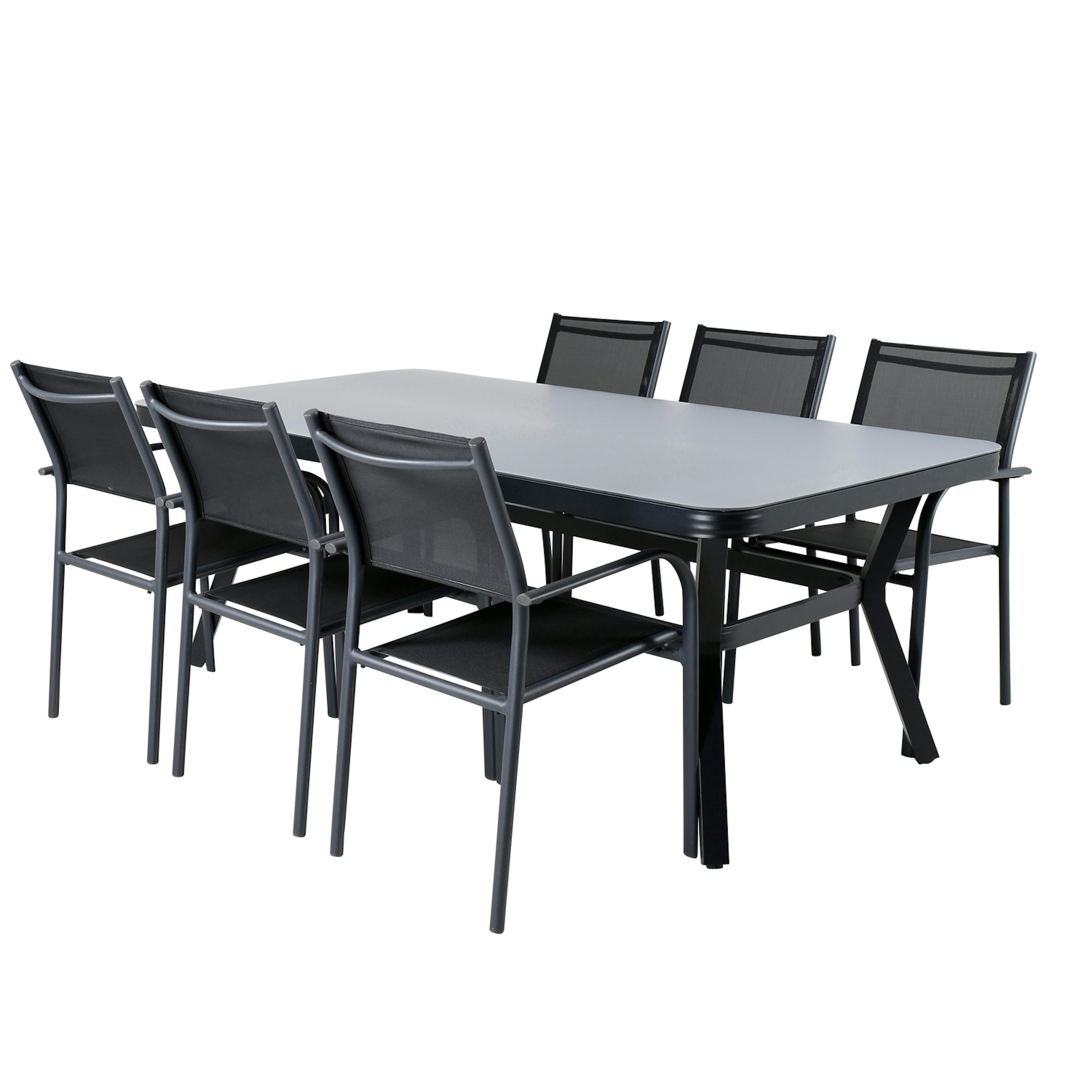 Matgrupp Utomhus Venture Home Vyn med 6 Samba Stapelbara Trädgårdsstolar