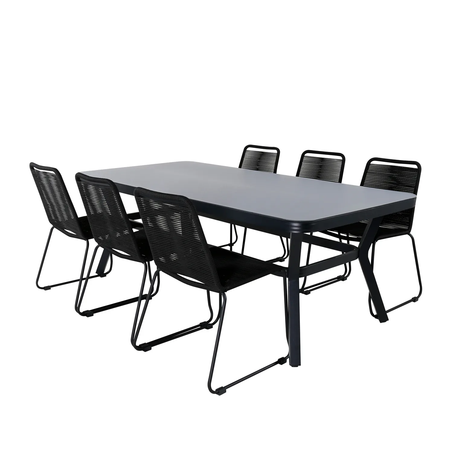 Matgrupp Utomhus Venture Home Vyn med 6 Lumi Stapelbara Trädgårdsstolar