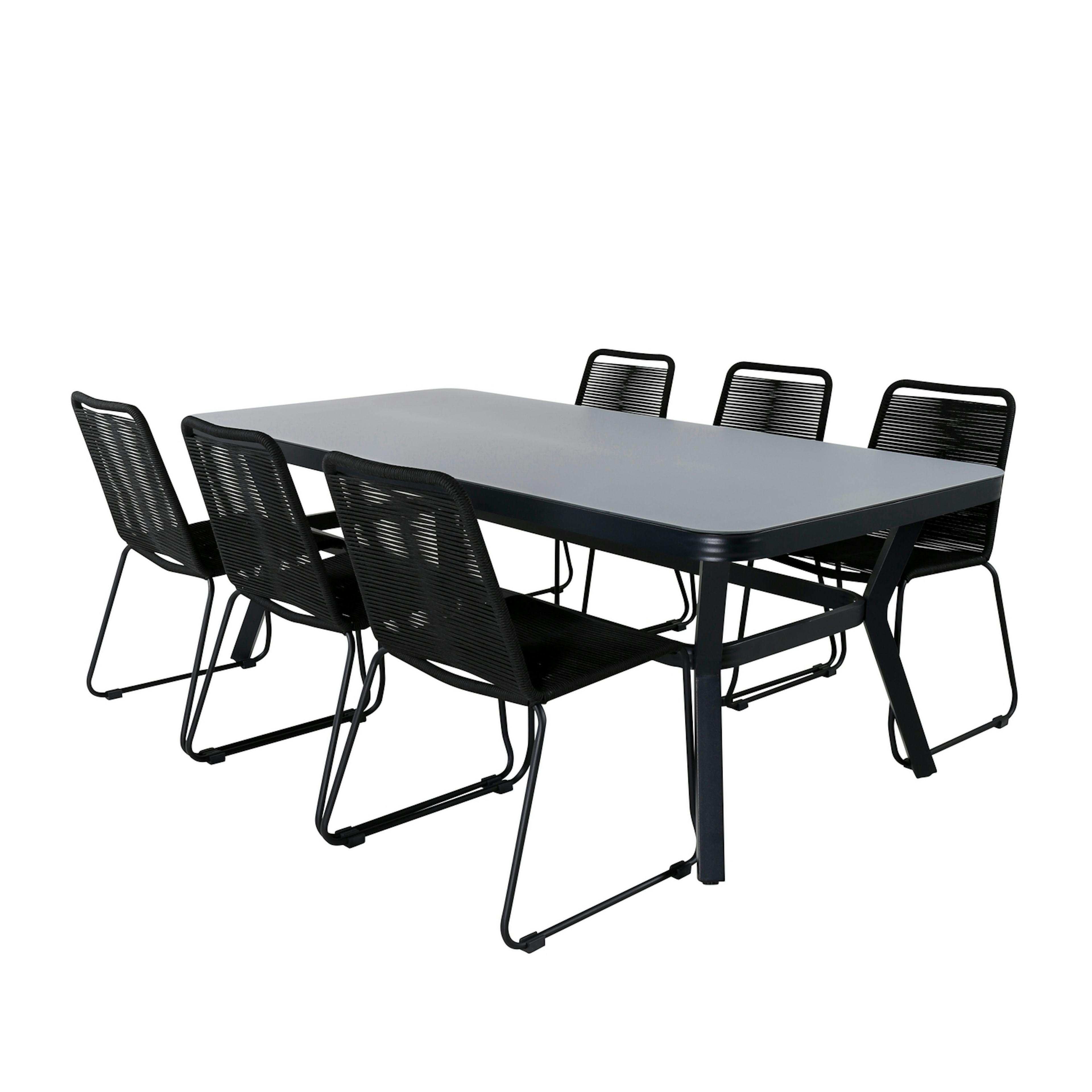 Matgrupp Utomhus Venture Home Vyn med 6 Lumi Stapelbara Trädgårdsstolar