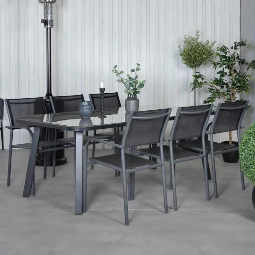 Matgrupp Venture Home Peoria med 6 Siri Stapelbara Matstolar