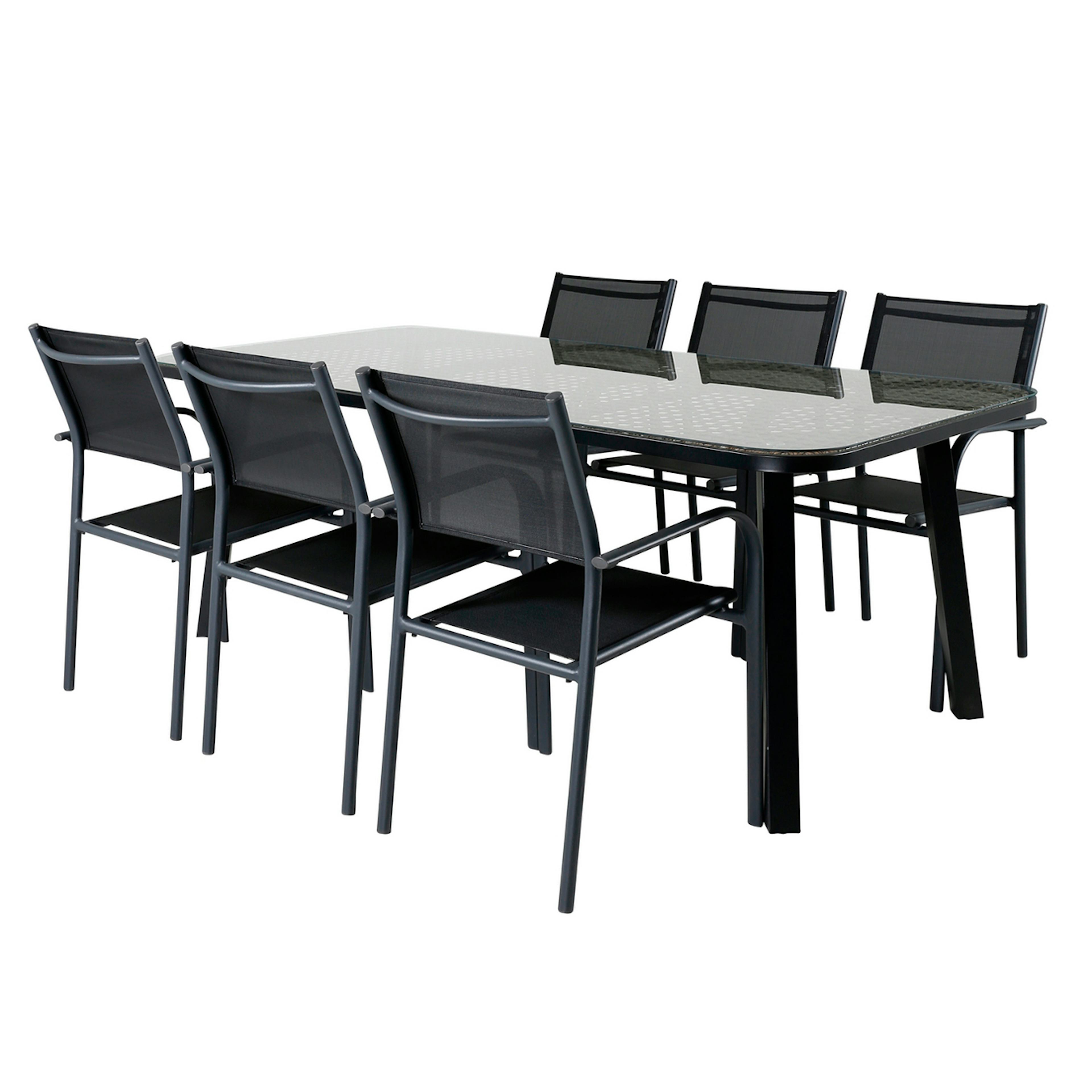 Matgrupp Venture Home Peoria med 6 Siri Stapelbara Matstolar