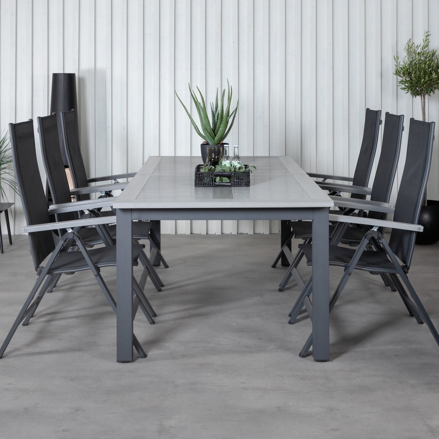 Matgrupp Utomhus Venture Home Aleyna 224 Svart med 6 Aleyna PositionsTrädgårdsstolar