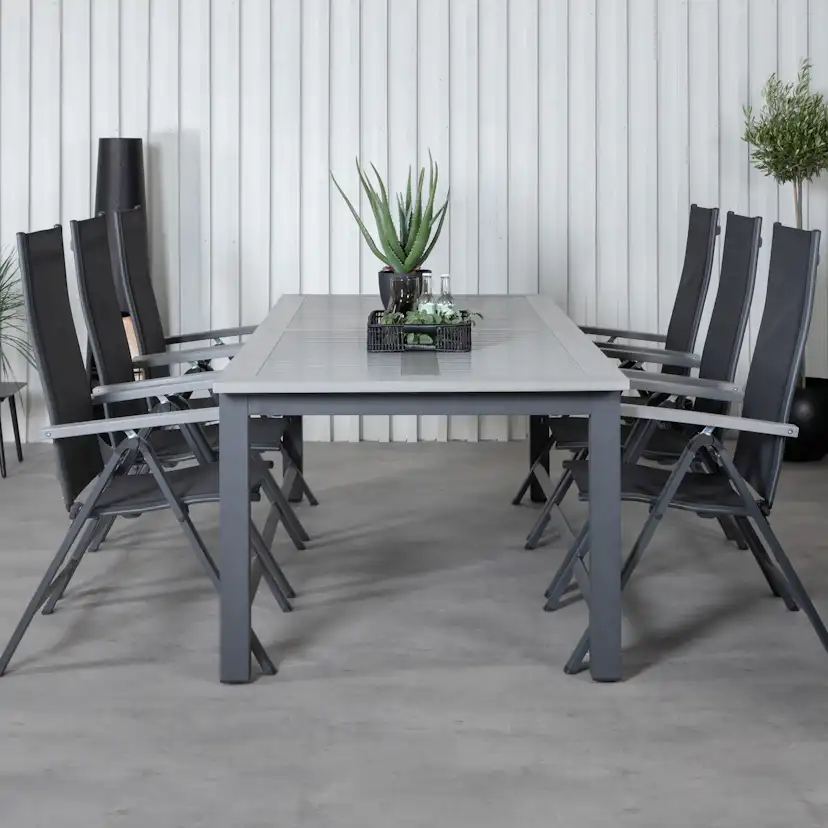 Matgrupp Utomhus Venture Home Aleyna 224 Svart med 6 Aleyna PositionsTrädgårdsstolar