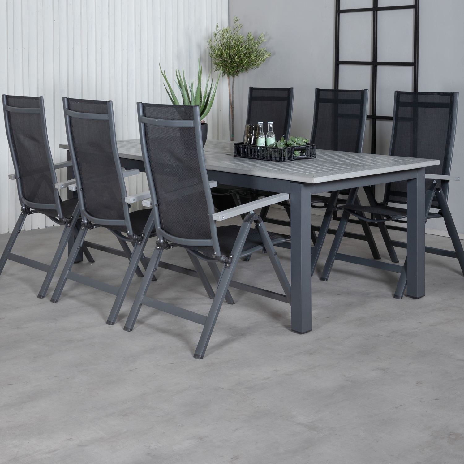 Matgrupp Utomhus Venture Home Aleyna 224 Svart med 6 Aleyna PositionsTrädgårdsstolar