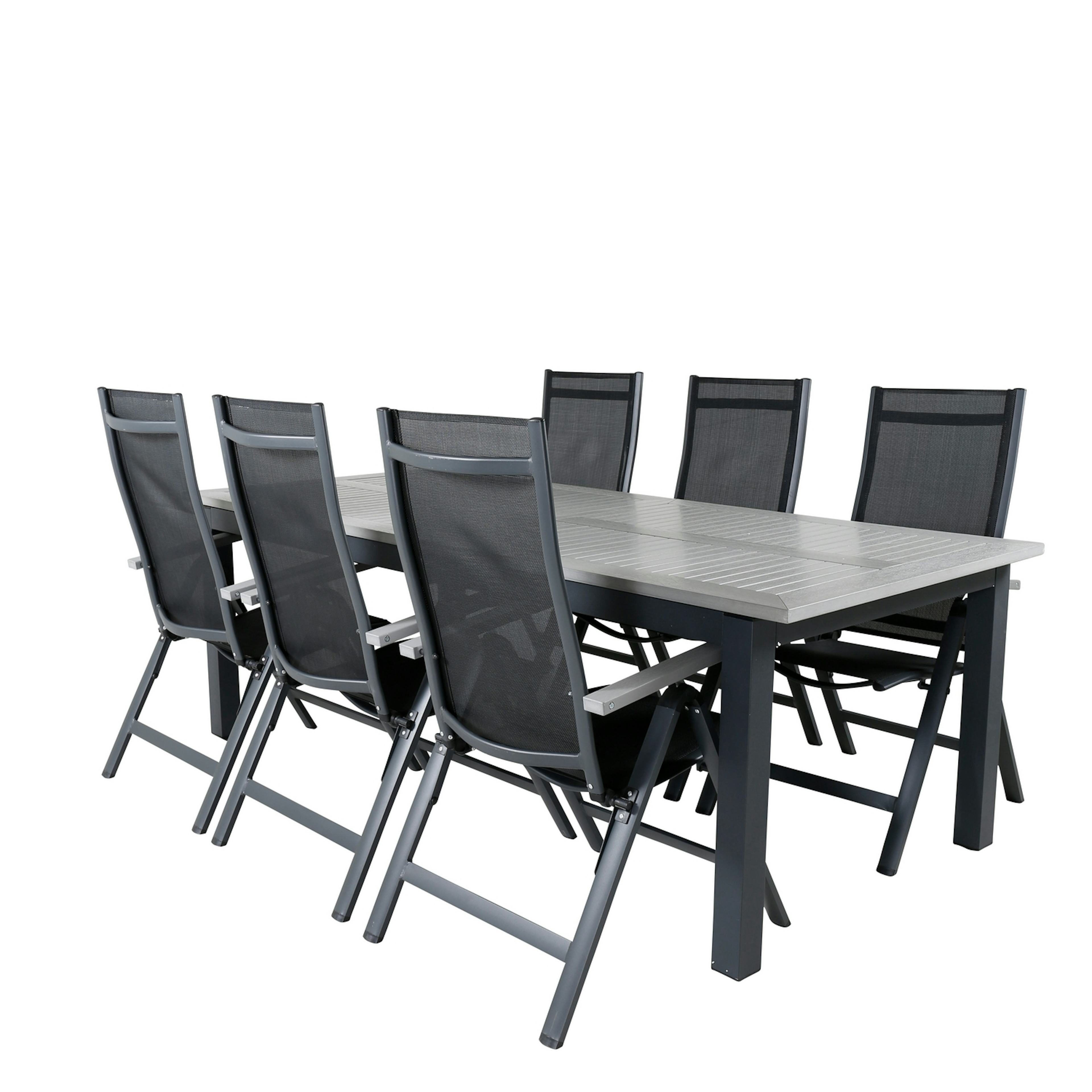 Matgrupp Utomhus Venture Home Aleyna 224 Svart med 6 Aleyna PositionsTrädgårdsstolar