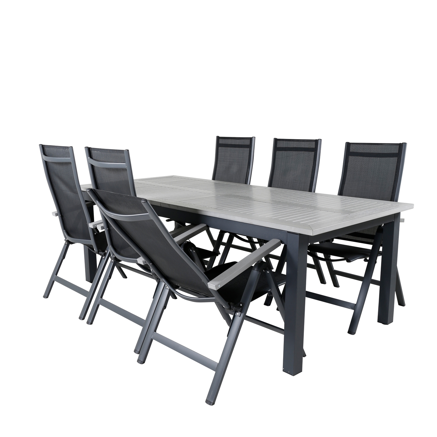 Matgrupp Utomhus Venture Home Aleyna 224 Svart med 6 Aleyna PositionsTrädgårdsstolar