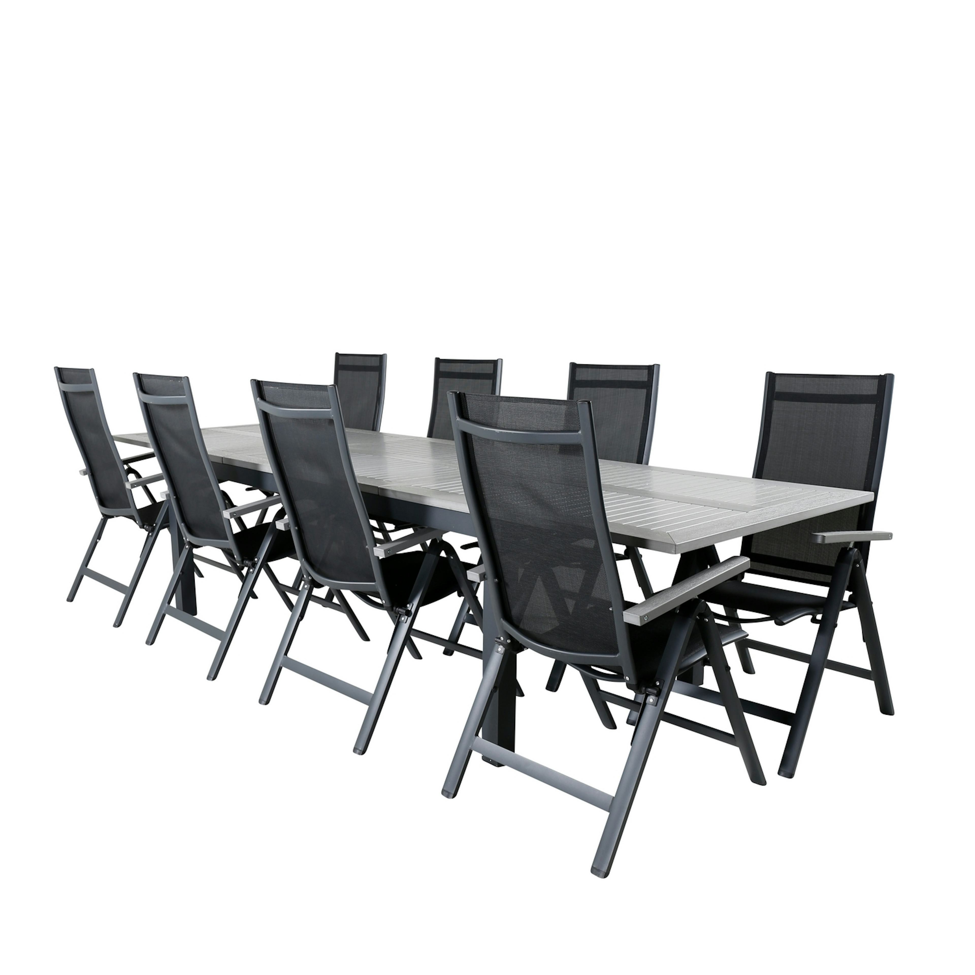 Matgrupp Utomhus Venture Home Aleyna 224 Svart med 8 Aleyna PositionsTrädgårdsstolar