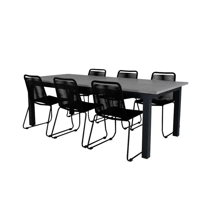 Matgrupp Utomhus Venture Home Aleyna 224 med 6 Leon Stapelbara Trädgårdsstolar