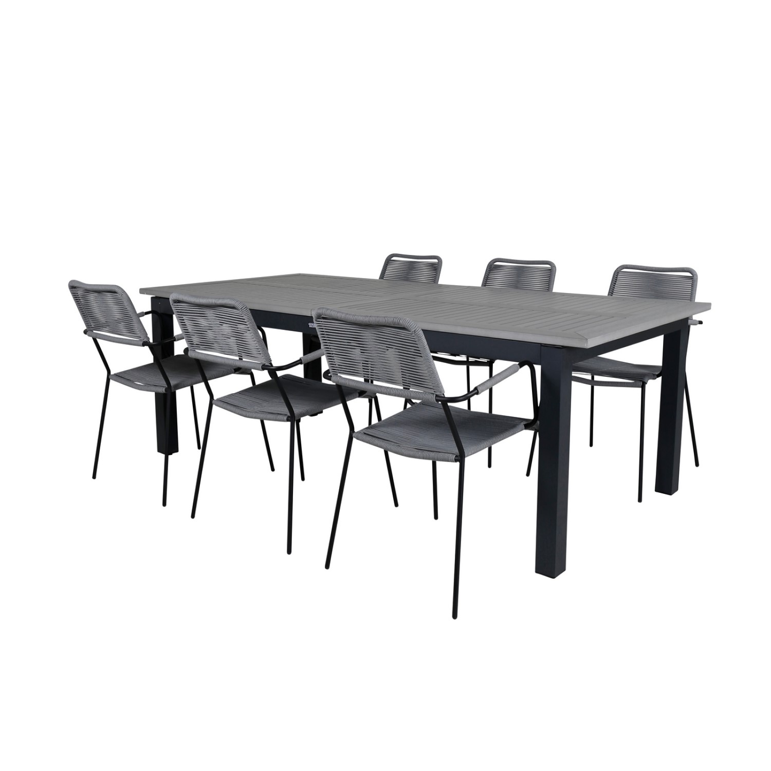 Matgrupp Utomhus Venture Home Aleyna 224 med 6 Leon Trädgårdsstolar