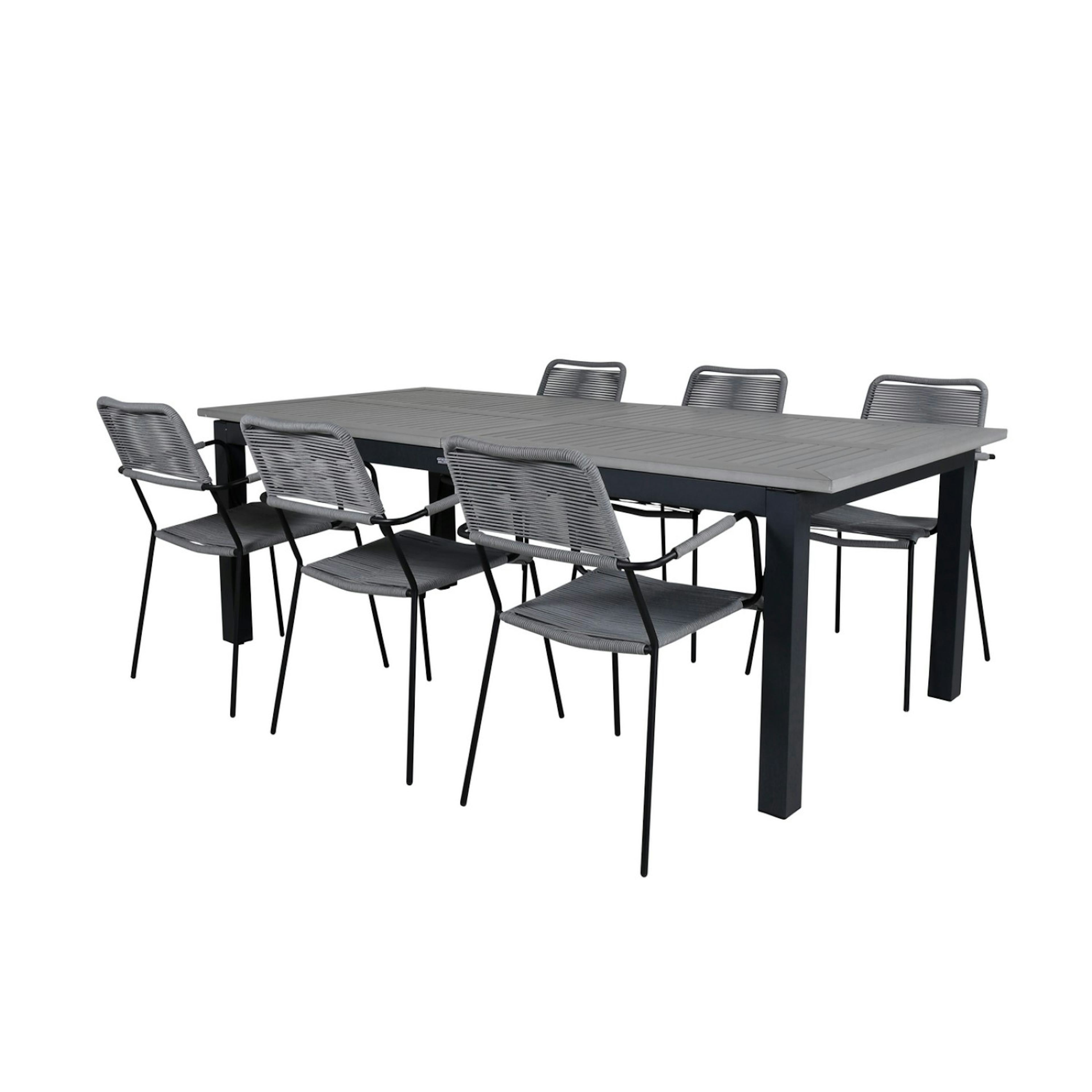 Matgrupp Utomhus Venture Home Aleyna 224 med 6 Leon Trädgårdsstolar