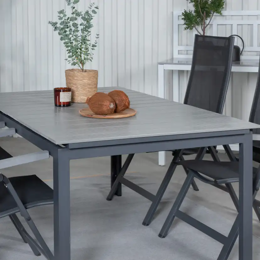 Matgrupp Venture Home Lova 160 Svart med 4 Aleyna Positionsstolar