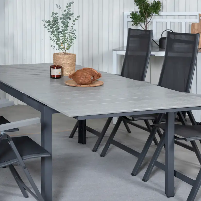 Matgrupp Venture Home Lova 160 Svart med 6 Aleyna Positionsstolar