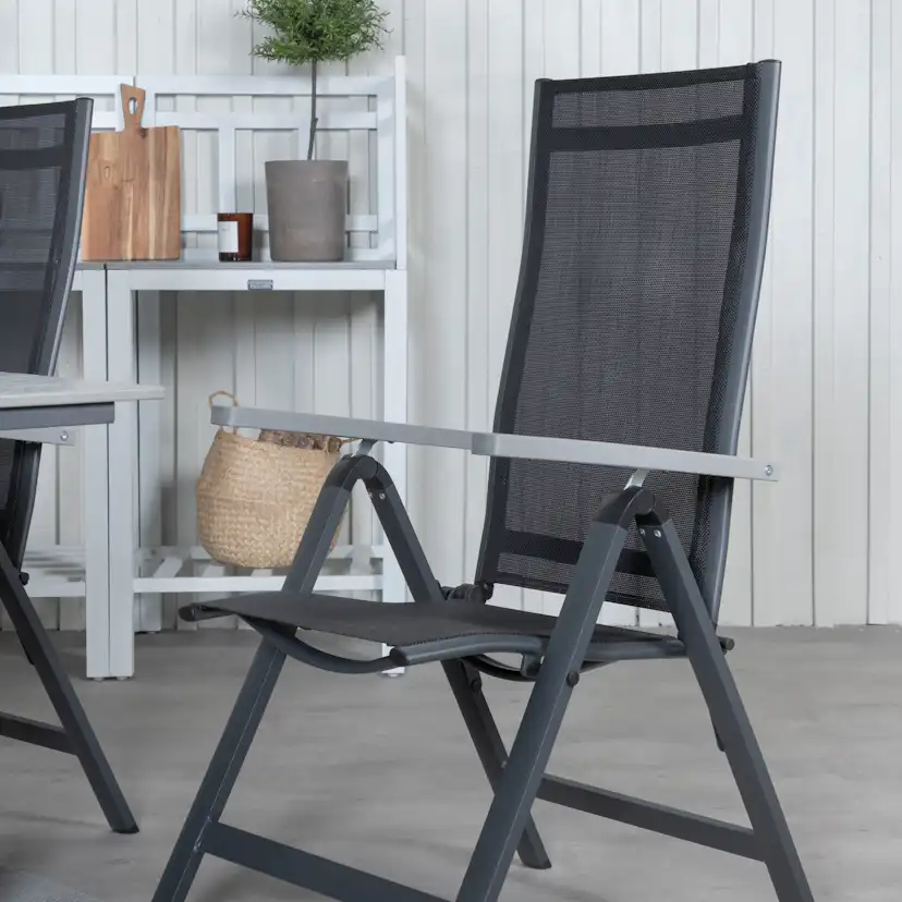 Matgrupp Venture Home Lova 160 Svart med 6 Aleyna Positionsstolar