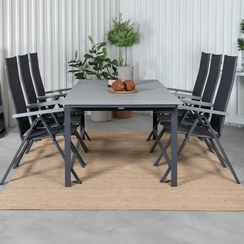 Matgrupp Venture Home Lova 224 Svart med 6 Aleyna Positionsstolar