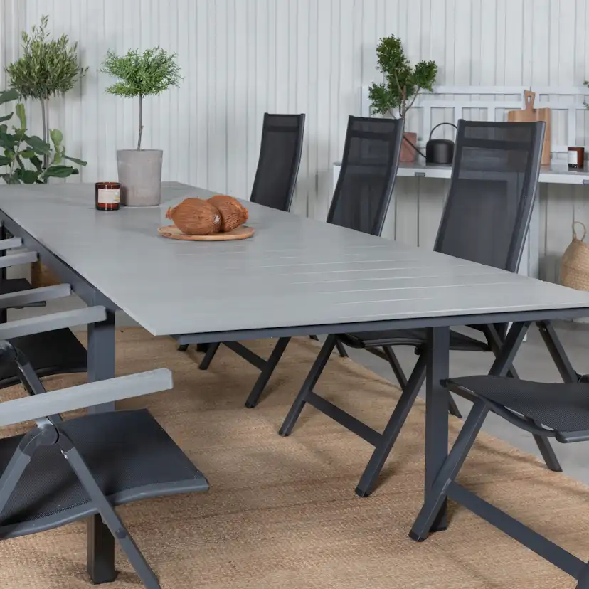 Matgrupp Venture Home Lova 224 Svart med 8 Aleyna Positionsstolar