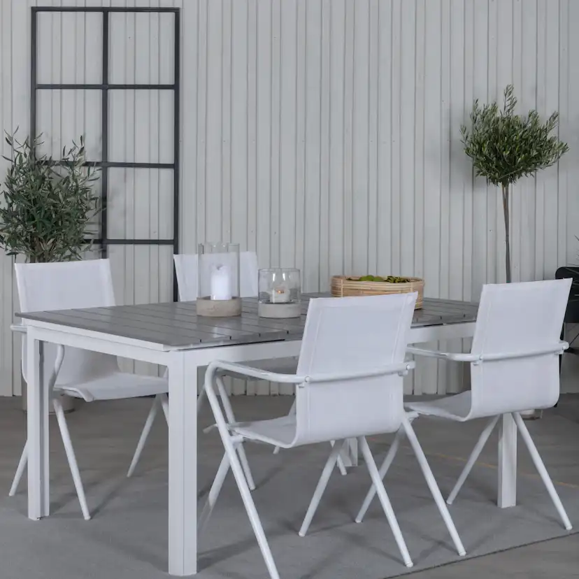 Matgrupp Venture Home Lova 160 Vit med 4 Aspen Matstolar