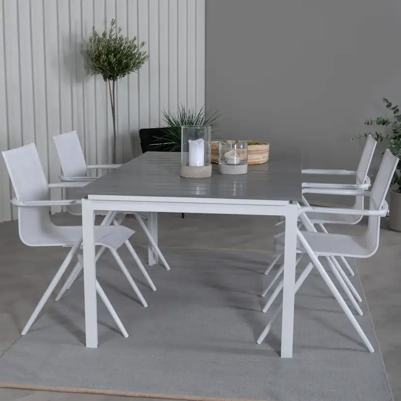 Matgrupp Venture Home Lova 160 Vit med 4 Aspen Matstolar