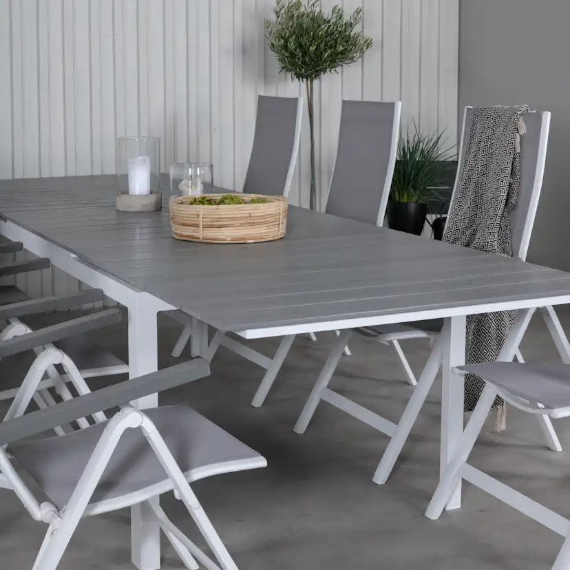 Matgrupp Venture Home Lova 224 Vit med 8 Aleyna Positionsstolar