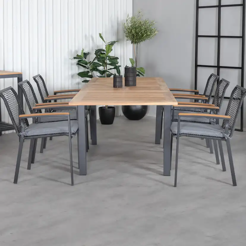 Matgrupp Utomhus Venture Home Perla 152 med 6 Douglas Trädgårdsstolar