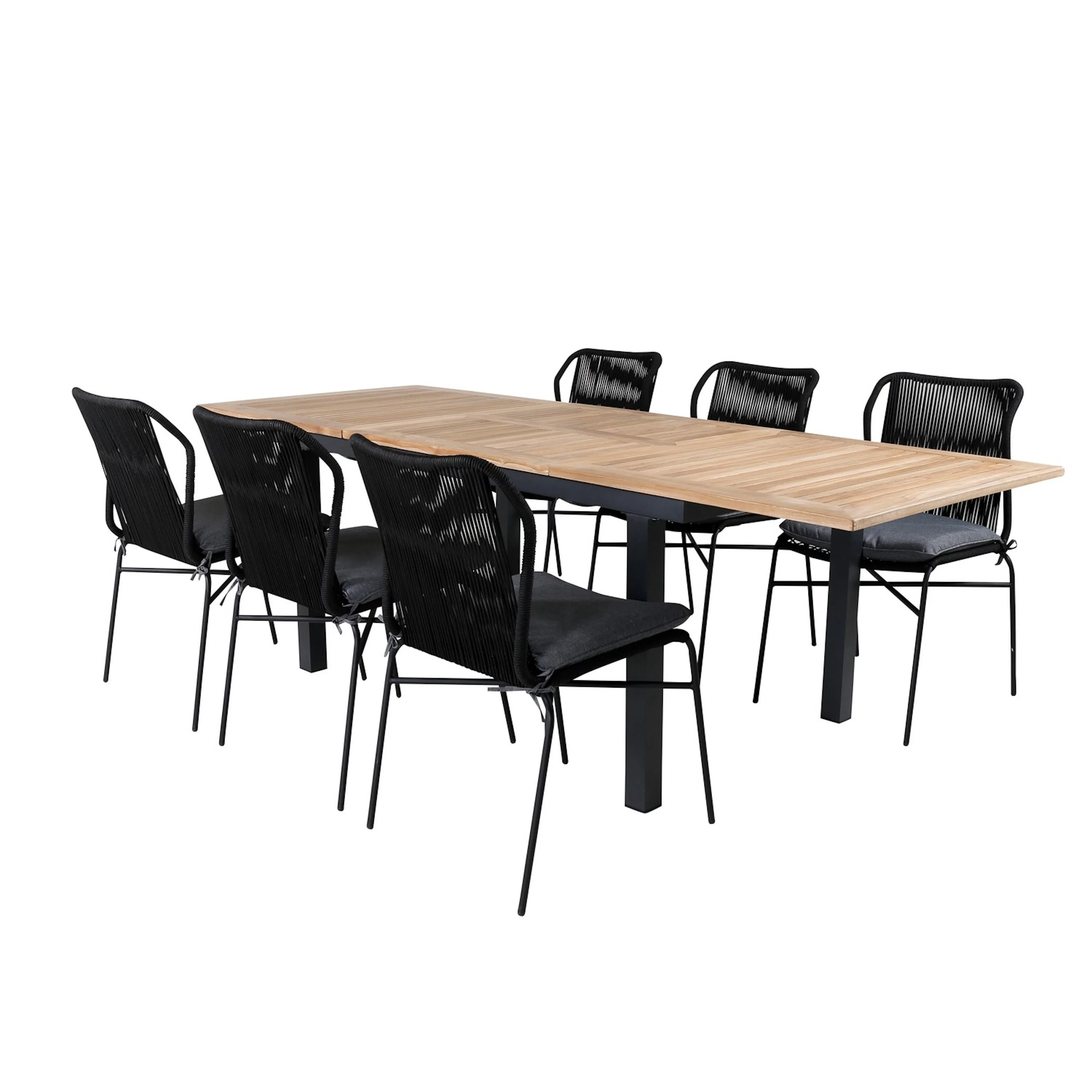 Matgrupp Utomhus Venture Home Perla 152 med 6 Jefferson Stapelbara Trädgårdsstolar