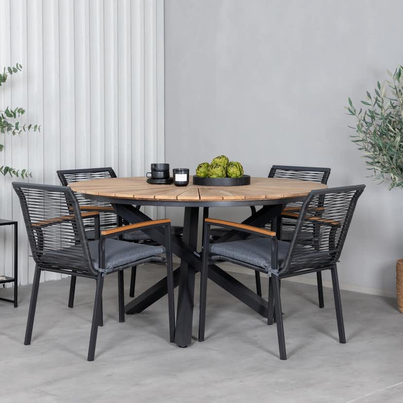 Matgrupp Utomhus Venture Home Meya med 4 Douglas Trädgårdsstolar