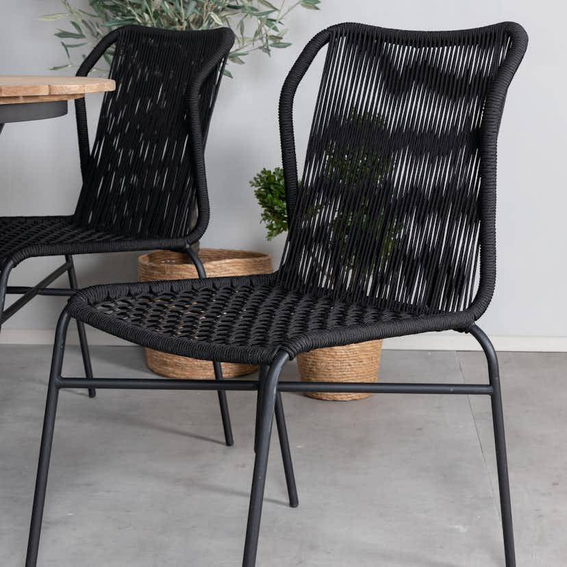 Matgrupp Utomhus Venture Home Meya med 6 Jefferson Stapelbara Trädgårdsstolar