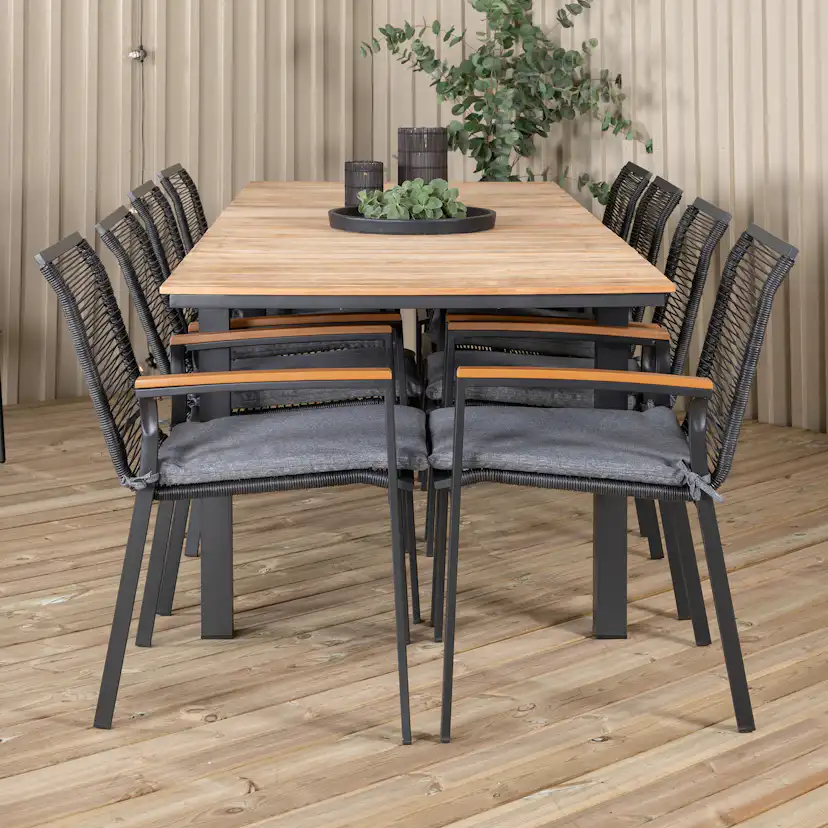 Matgrupp Utomhus Venture Home Mendi med 8 Deni Trädgårdsstolar