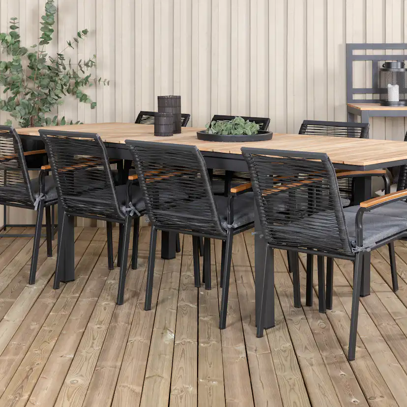 Matgrupp Utomhus Venture Home Mendi med 8 Deni Trädgårdsstolar