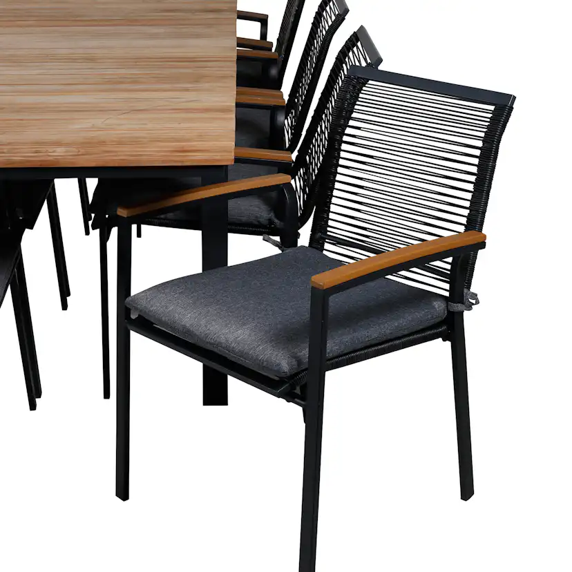 Matgrupp Utomhus Venture Home Mendi med 8 Deni Trädgårdsstolar