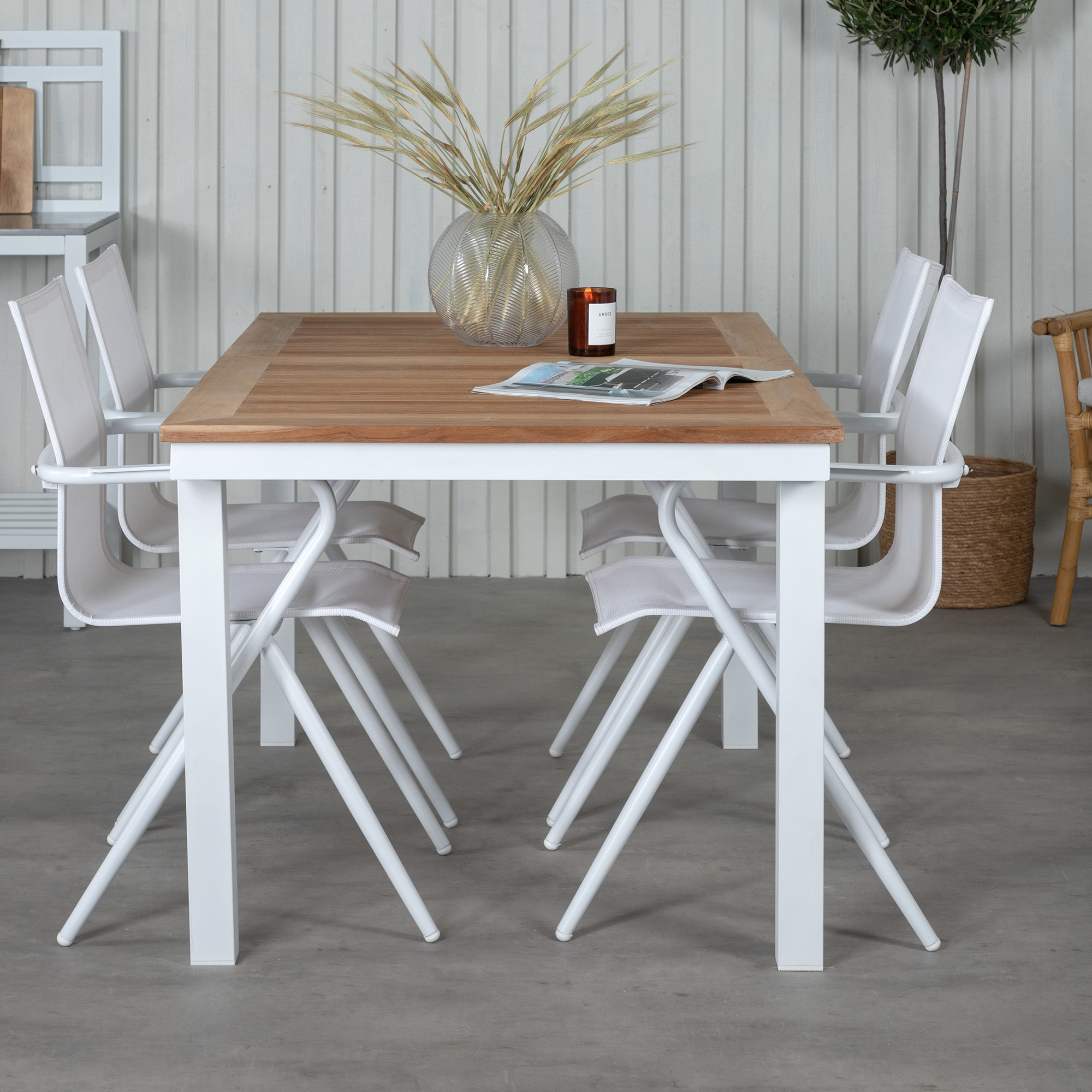 Matgrupp Utomhus Venture Home Pave med 4 Act Trädgårdsstolar L: 160 cm