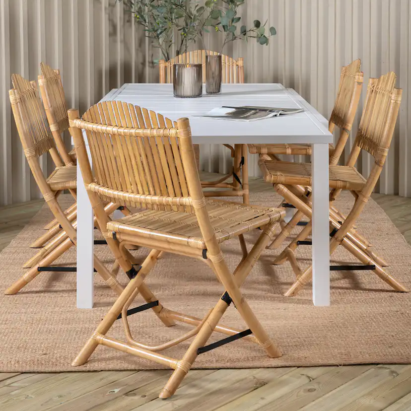 Matgrupp Utomhus Venture Home Marbella med 6 Cane Trädgårdsstolar