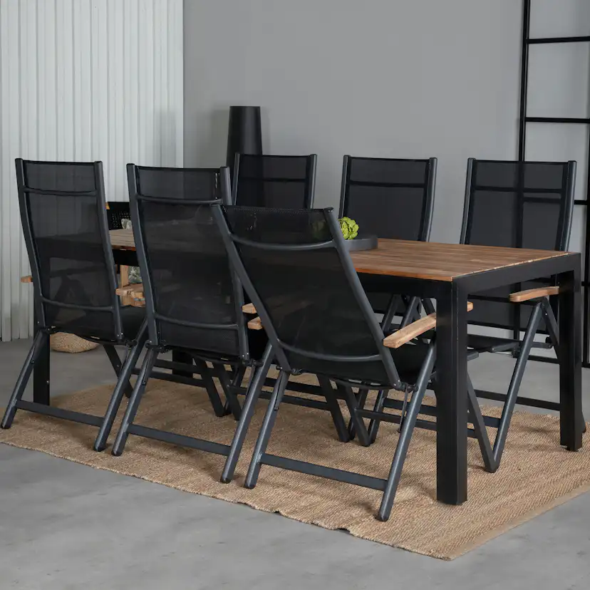 Matgrupp Utomhus Venture Home Berfin med 6 Perla Trädgårdsstolar