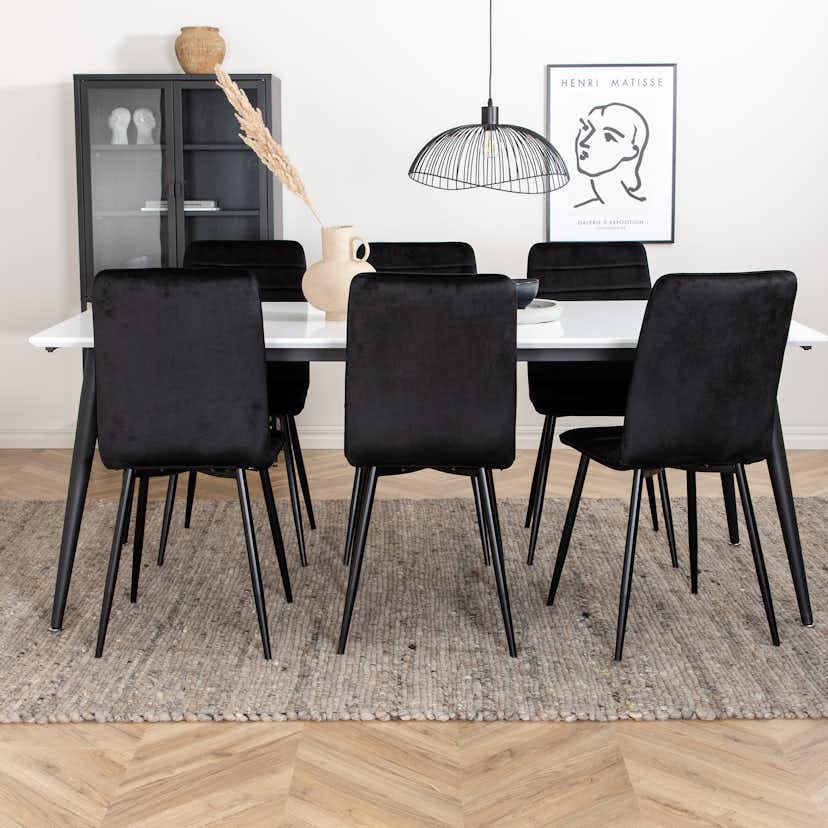 Matgrupp Venture Home Jolie med 6 Walerina Stolar Sammet