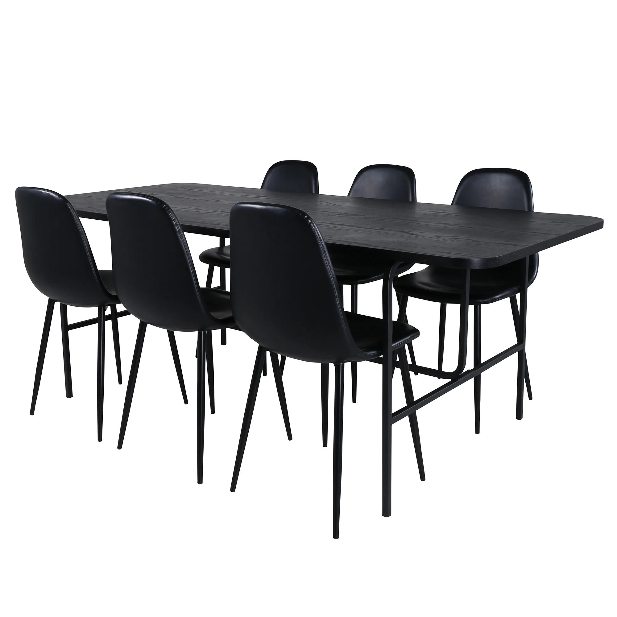 Matgrupp Venture Home Chicago Svart med 6 Pobbie Stolar