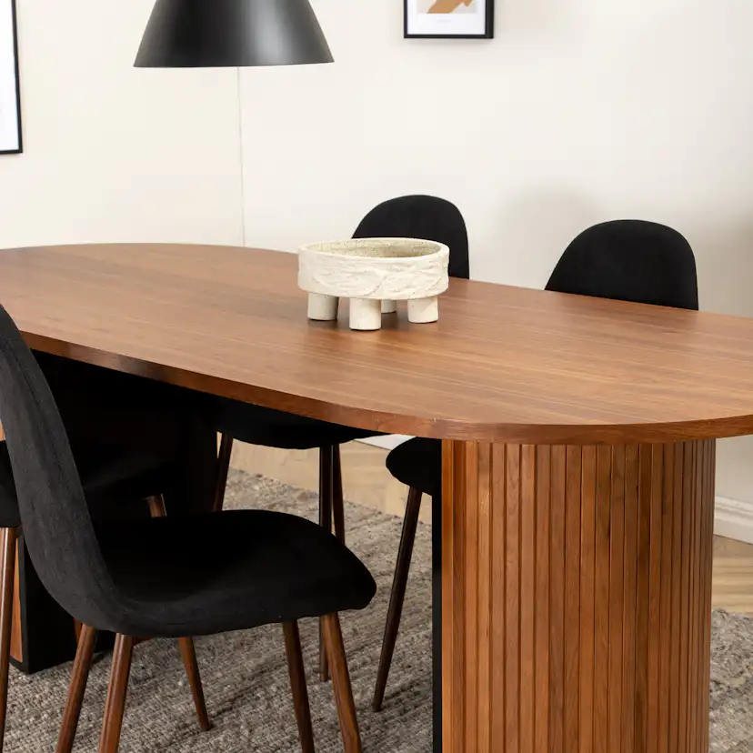 Matgrupp Venture Home Bianca Valnöt med 6 Pobbie Stolar Polyester